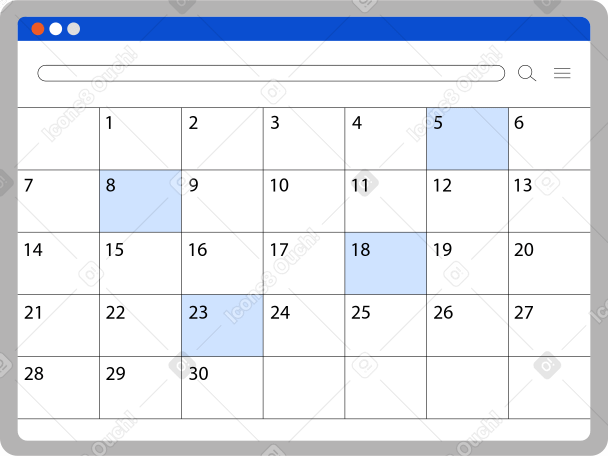 digital calendar PNG, SVG