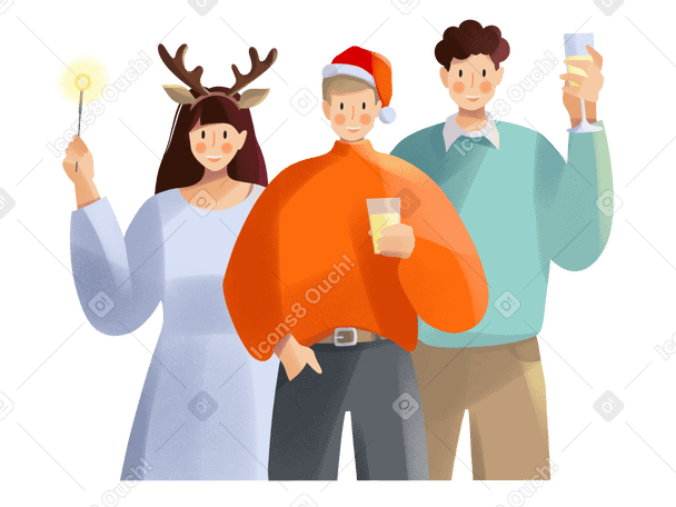 Friends celebrating new year Illustration in PNG, SVG