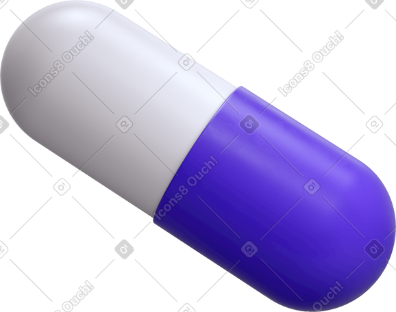 3D white purple capsule PNG, SVG