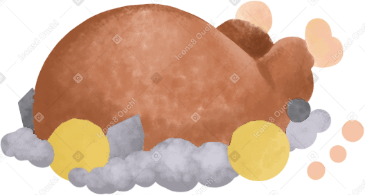 Chicken on plate Illustration in PNG, SVG