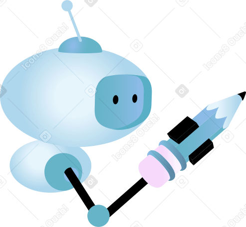 robot with a pencil in his hand PNG, SVG