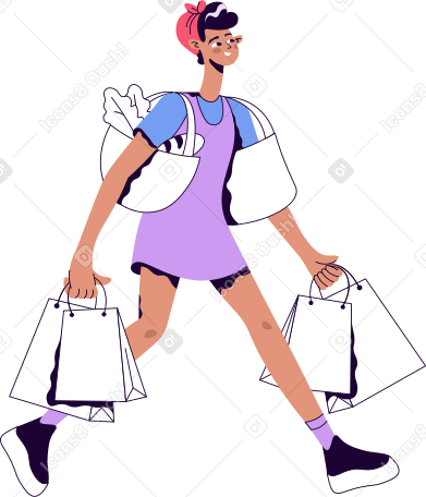 Mujer joven con bolsas de compras PNG, SVG