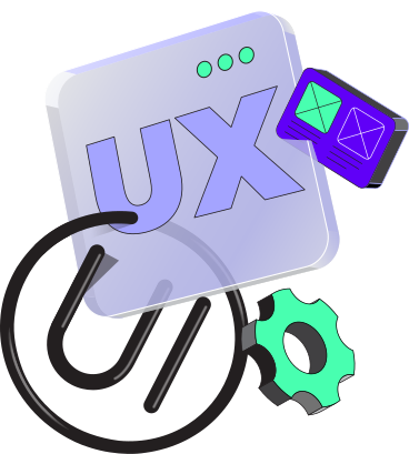 Ux-ui-schriftzug mit zahnrad- und webdesign-schnittstellentext PNG, SVG