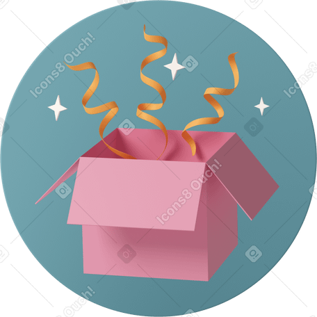 3D gift box with streamers PNG, SVG