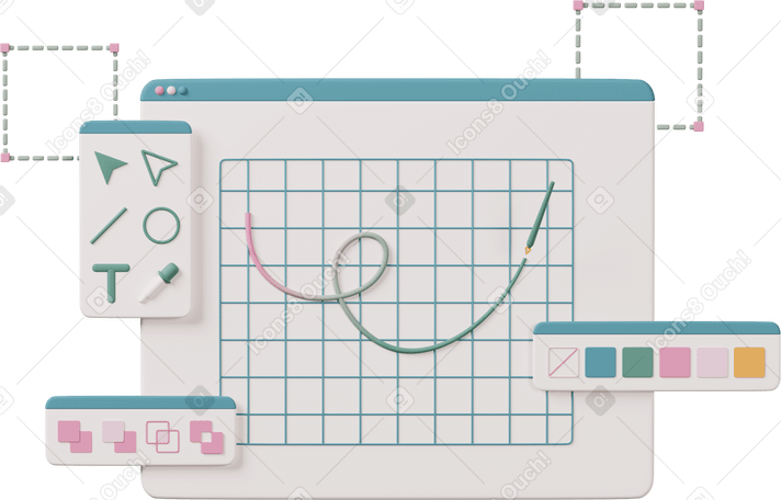 3D Bildschirm mit den tools des designprogramms PNG, SVG