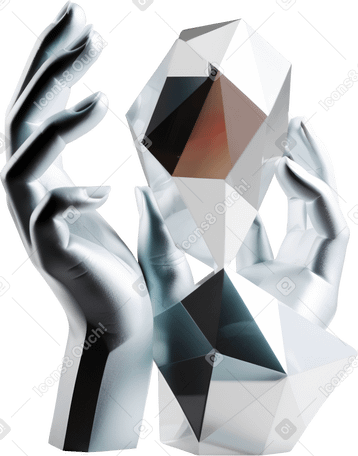3D abstract sculpture with hands PNG, SVG