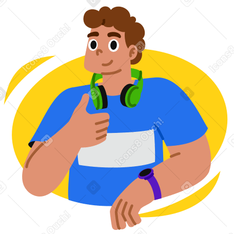 Young man giving a thumbs up PNG, SVG