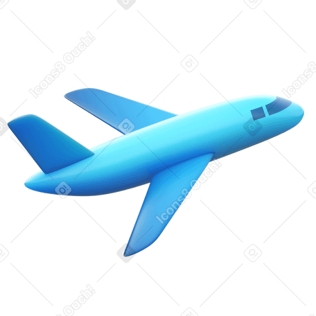 3D airplane take off Illustration in PNG, SVG