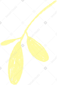 yellow twig with three leaves Illustration in PNG, SVG