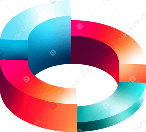 圆形等距彩色图表 PNG, SVG