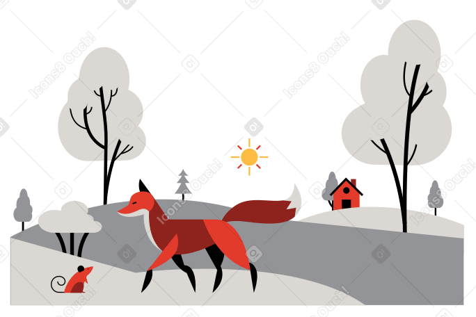 Fox walking PNG, SVG