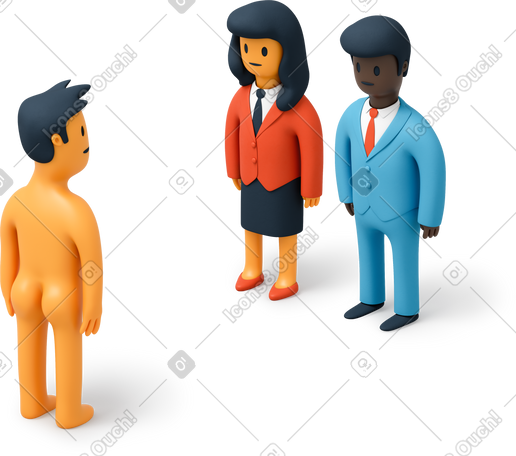 3D 裸体男人、商人和女商人的意外相遇 PNG, SVG