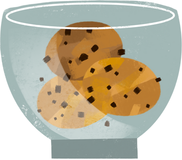 clear bowl of chocolate chip cookies PNG, SVG