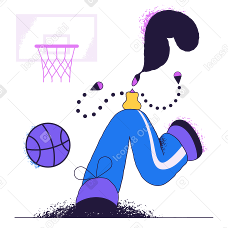 Баскетболист гоняется за мячом в PNG, SVG