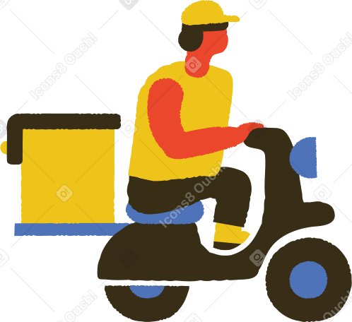 food delivery man on scooter PNG, SVG