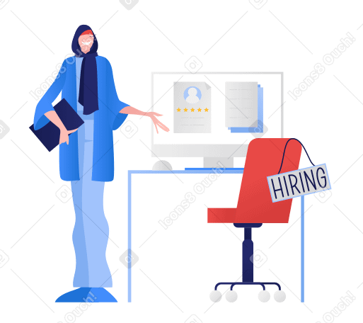 HR manager hiring in office Illustration in PNG, SVG
