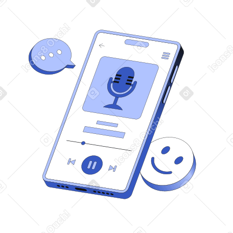 Listening to a podcast in a mobile app PNG, SVG