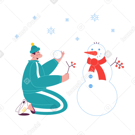 Snowman making Illustration in PNG, SVG