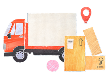 Red truck transports boxes of stuff to a certain point PNG, SVG