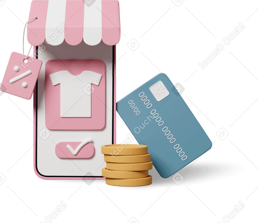 3D online shopping money card PNG, SVG