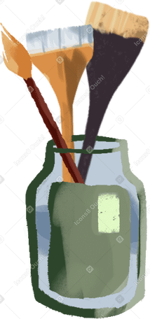 jar of brushes Illustration in PNG, SVG