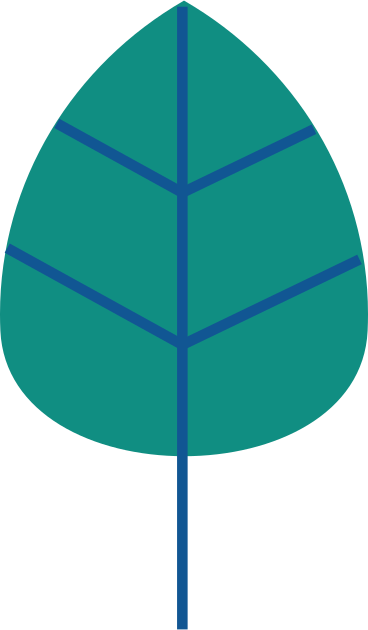 vein green leaf with blue stem PNG, SVG