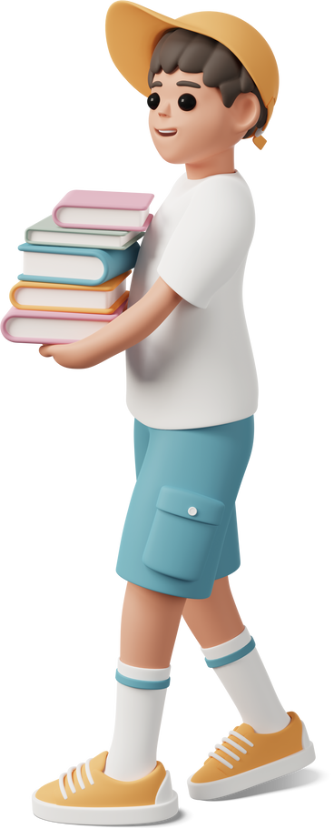 boy carrying books PNG, SVG
