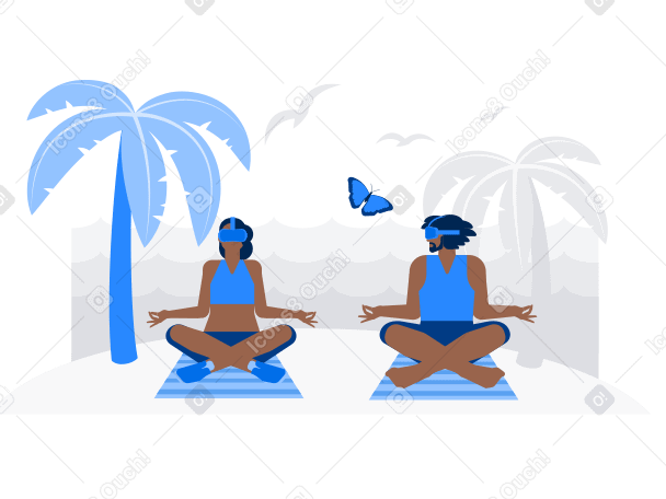 VR Yoga Illustration in PNG, SVG