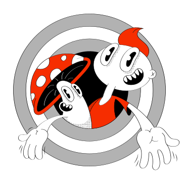 Man and mushroom are welcoming animated illustration in GIF, Lottie (JSON), AE