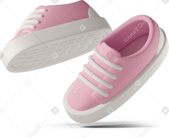 3D pink sneakers floating Illustration in PNG, SVG
