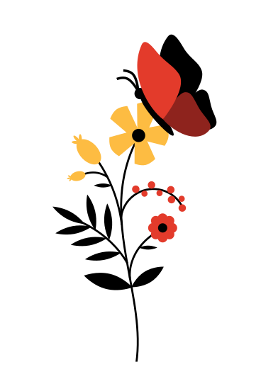 Бабочка сидит на цветке в PNG, SVG