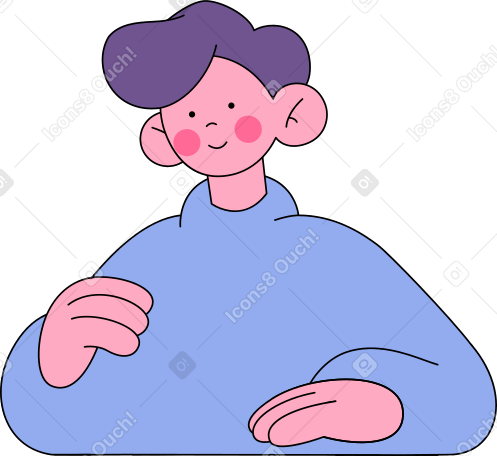 boy in blue turtleneck holding something Illustration in PNG, SVG