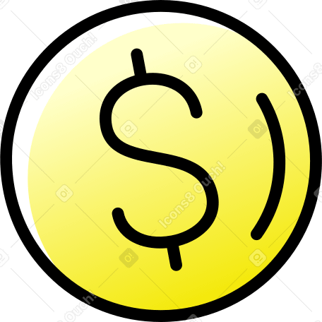 yellow dollar coin PNG, SVG
