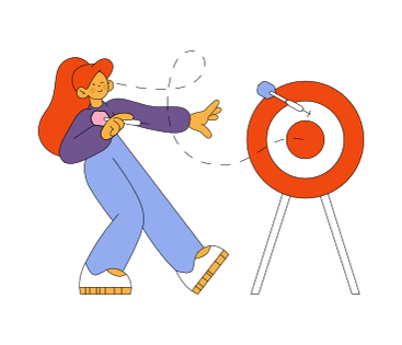 Girl throws dart at the dartboard PNG, SVG