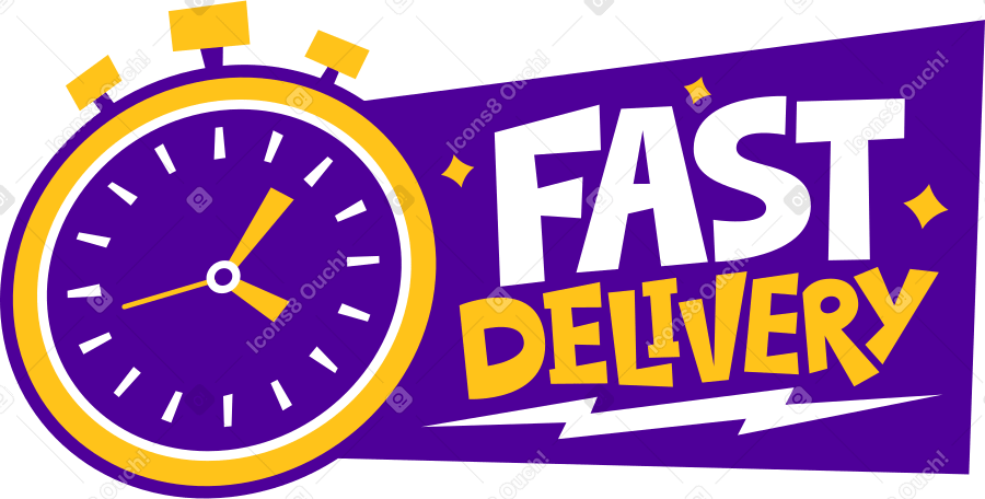 lettering fast delivery with alarm text PNG, SVG