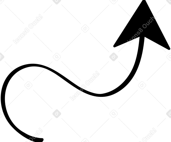 черная стрелка волнистая в PNG, SVG