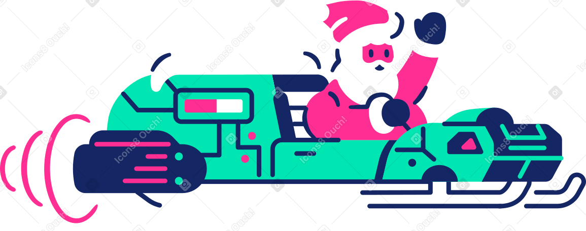 sleigh with santa Illustration in PNG, SVG