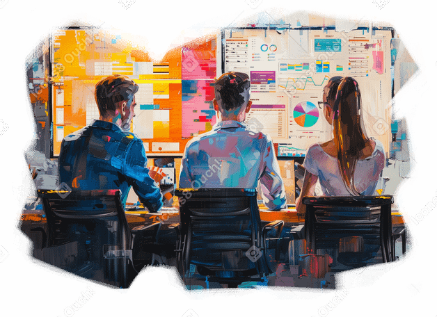 oil painting of a marketing team brainstorming PNG, SVG