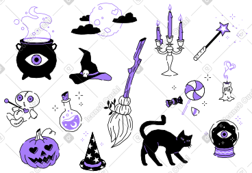 Halloween and magic items PNG, SVG