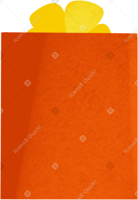 orange gift box with yellow bow Illustration in PNG, SVG