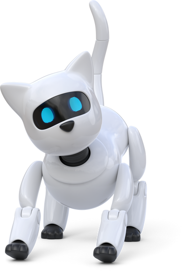 front view of robot cat playing PNG, SVG