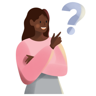 Young woman pointing to a question PNG, SVG