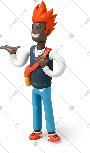 红头发的男人举起手 PNG, SVG