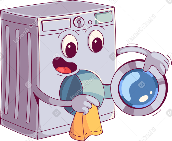 washing machine with cloth Illustration in PNG, SVG