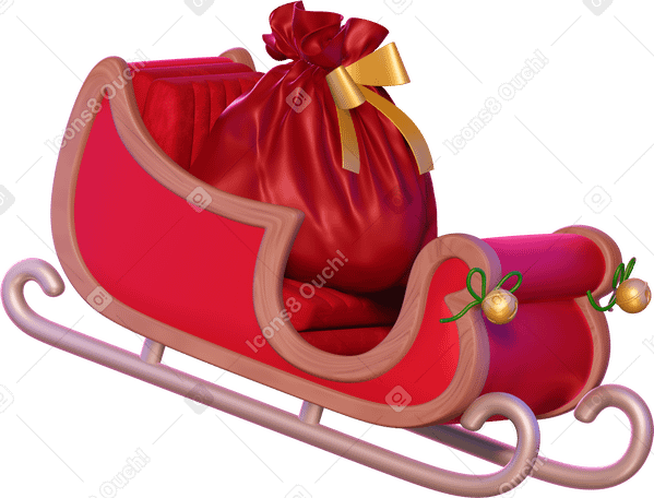 3D christmas sleigh with gifts PNG, SVG