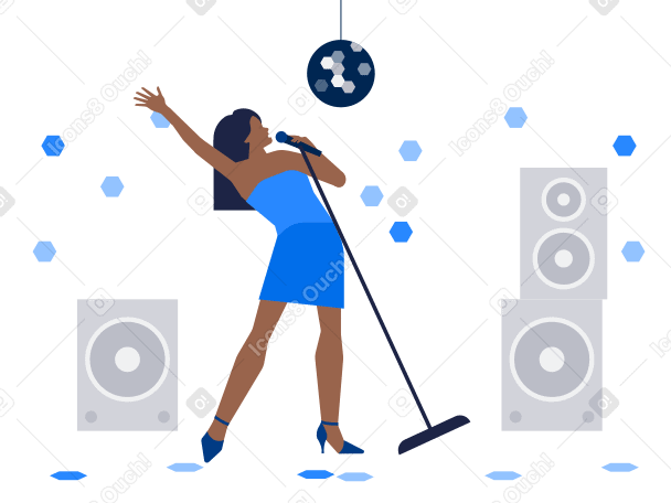Vocalist with a mic singing Illustration in PNG, SVG