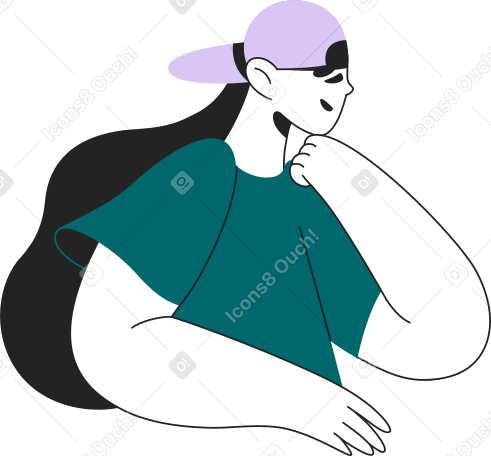 half woman with her head propped up with her hand Illustration in PNG, SVG