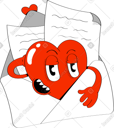 Heart with letters in an envelope PNG, SVG