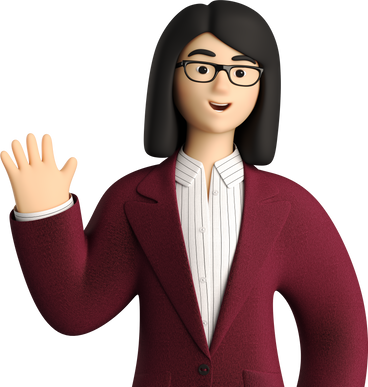 businesswoman in red suit waving hello PNG、SVG