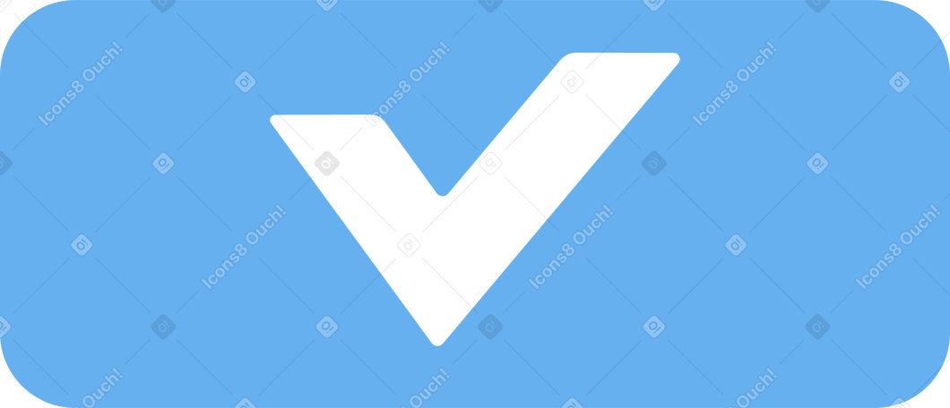 blue button with white check mark PNG, SVG